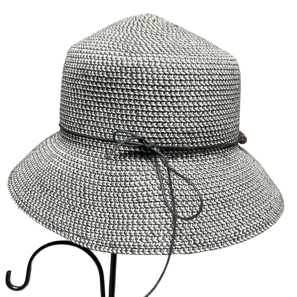 Croft & Barrow Packable Cloche Hat Black Tan Gray Tweed Roll Brim Hat